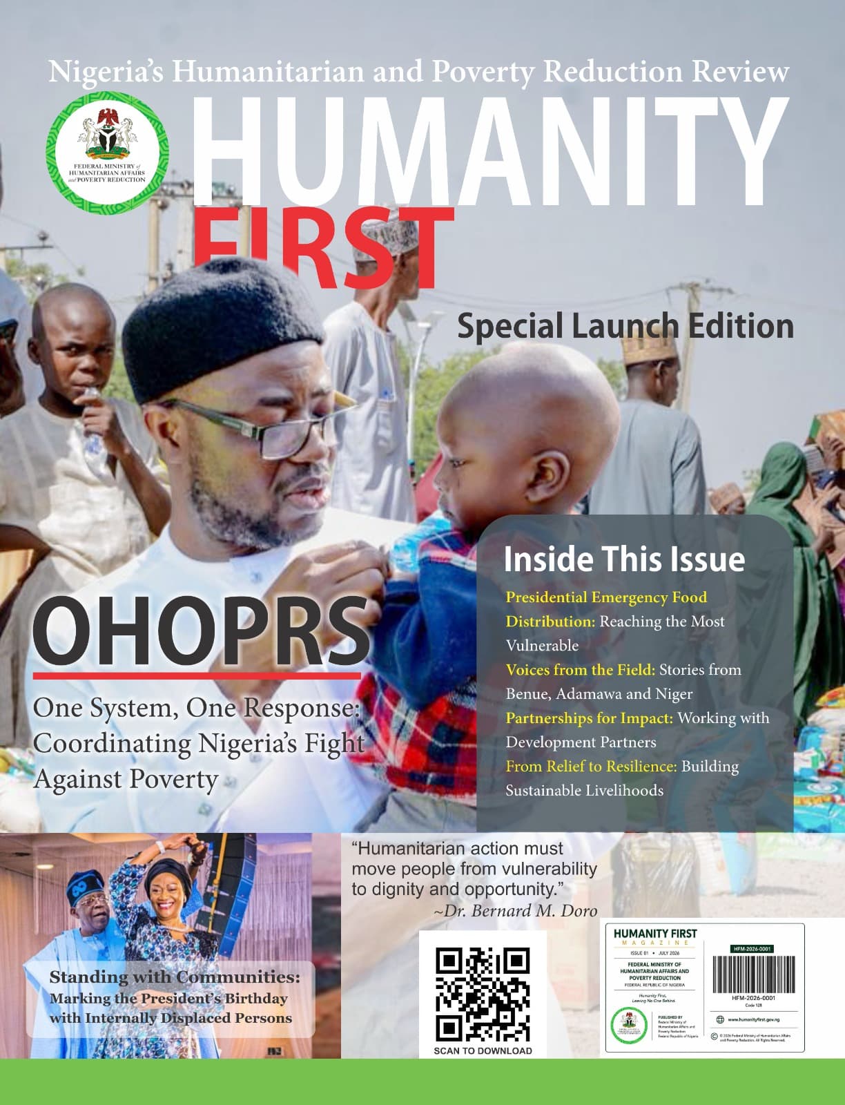 Cover of the Humanity First Special Launch Edition magazine